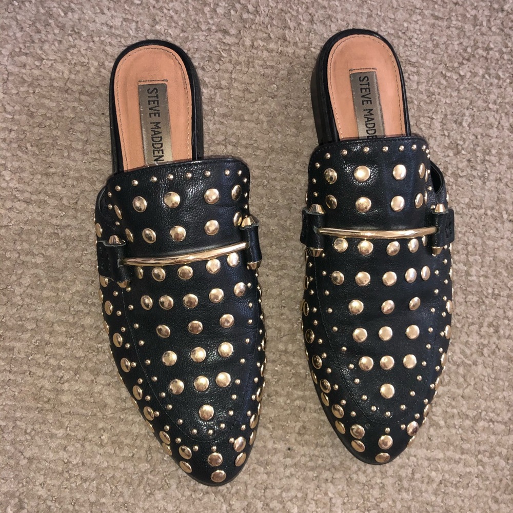 Steve Madden Gold studded slides
